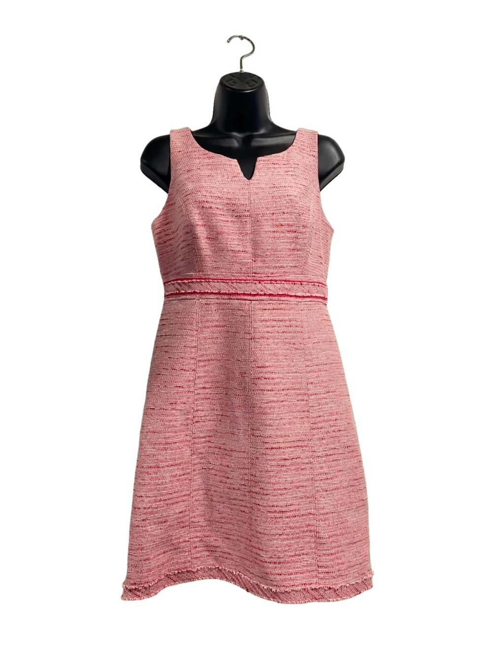 White House Black Market Pink Tweed Notch-Neck A-Line Dress